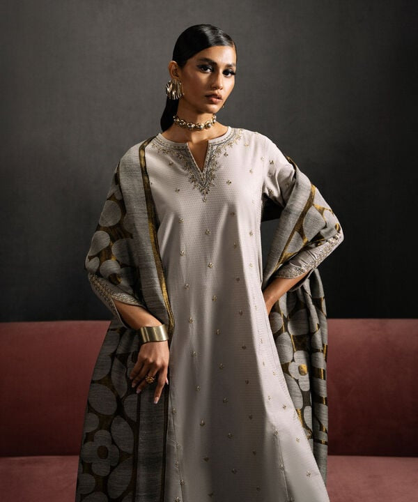 3PC-EMBROIDERED DOBBY SUIT