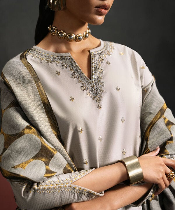 3PC-EMBROIDERED DOBBY SUIT