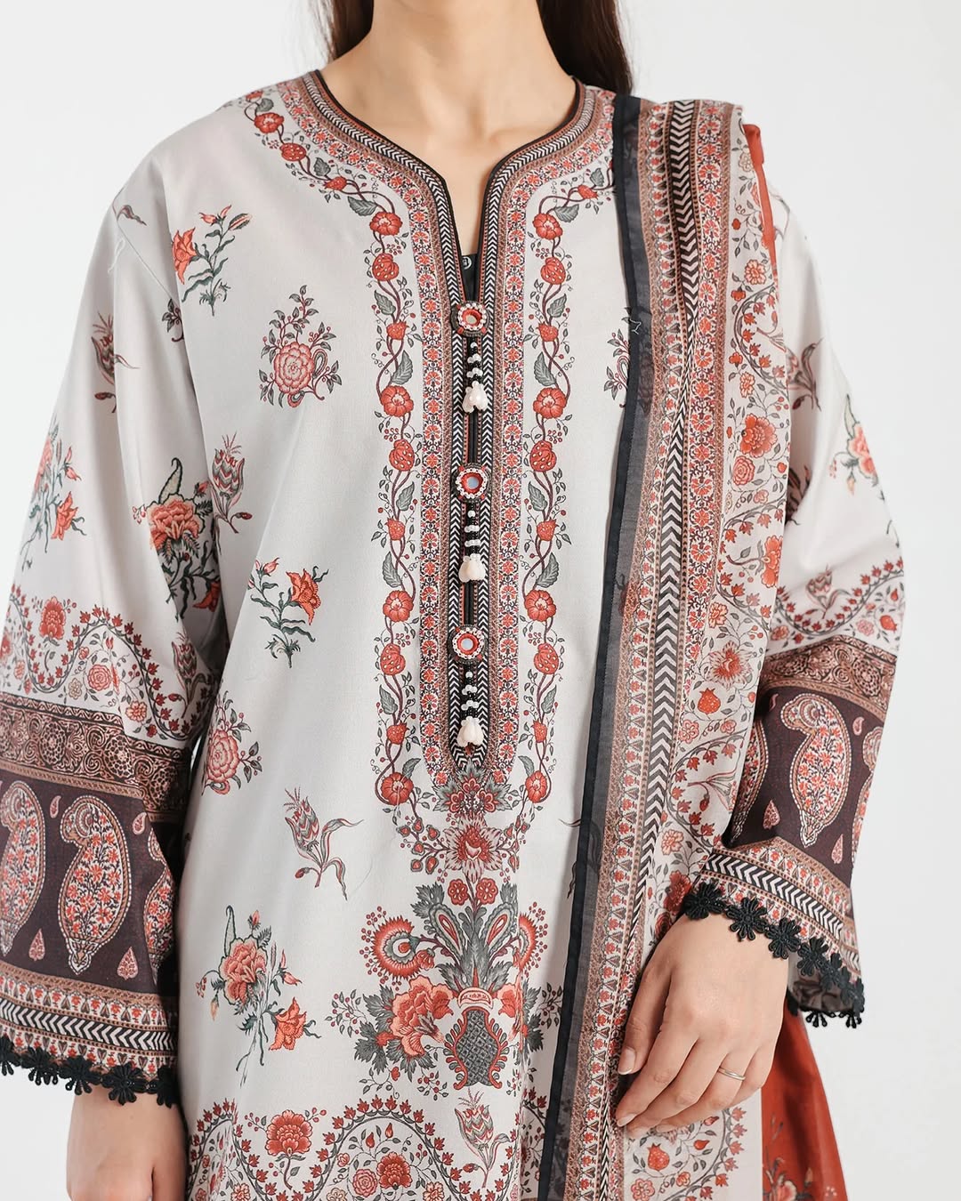 3PC-PRINTED LAWN SUIT