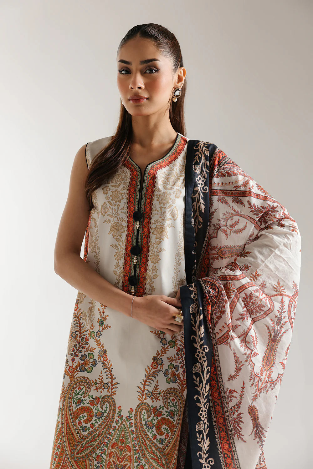 3PC-PRINTED LAWN SUIT