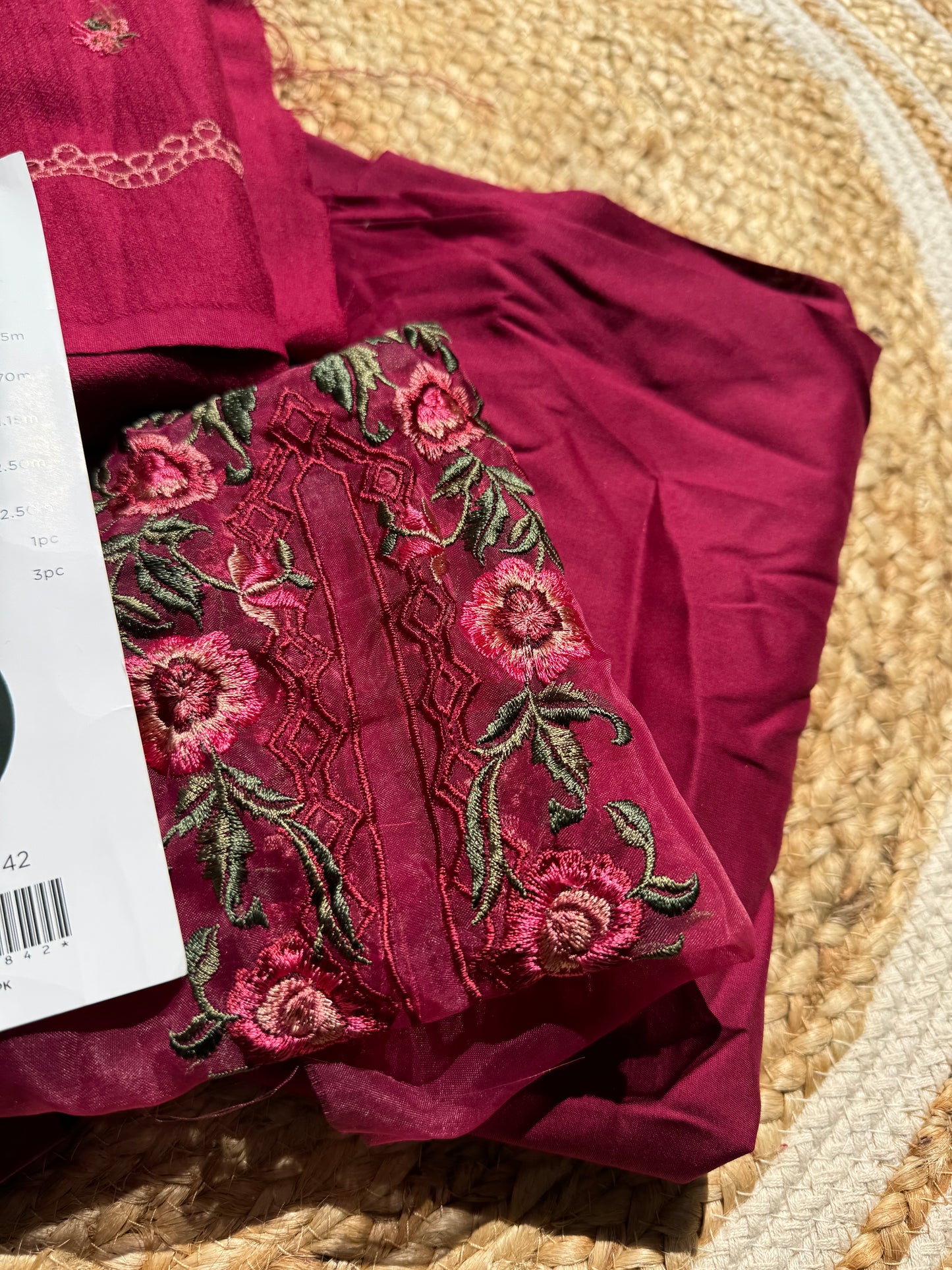 3PC-EMBROIDERED COTTON JACQUARD SUIT