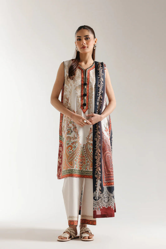 3PC-PRINTED LAWN SUIT
