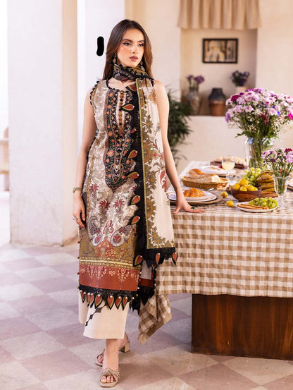 3 pc Unstitched Printed Lawn