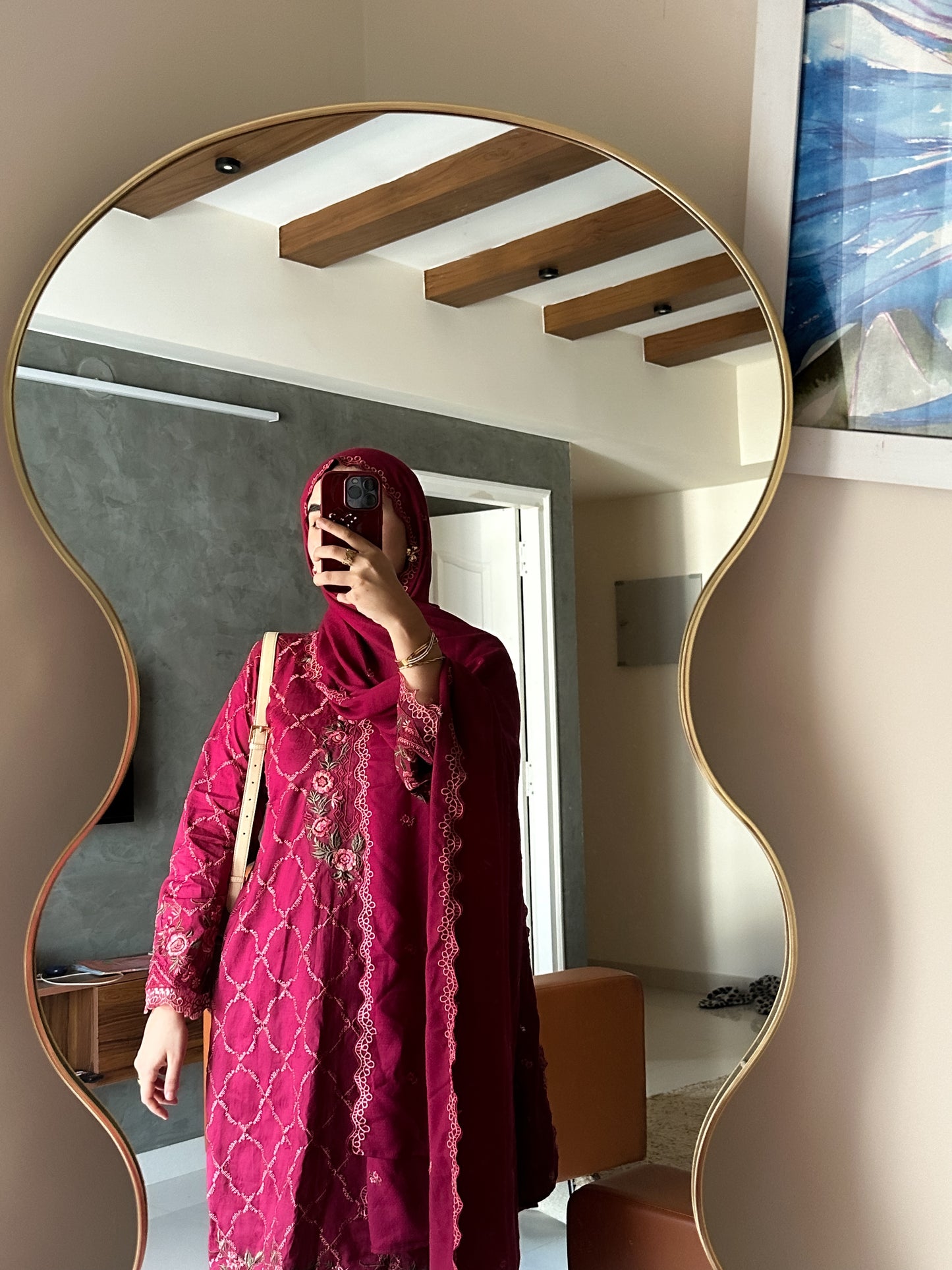 3PC-EMBROIDERED COTTON JACQUARD SUIT