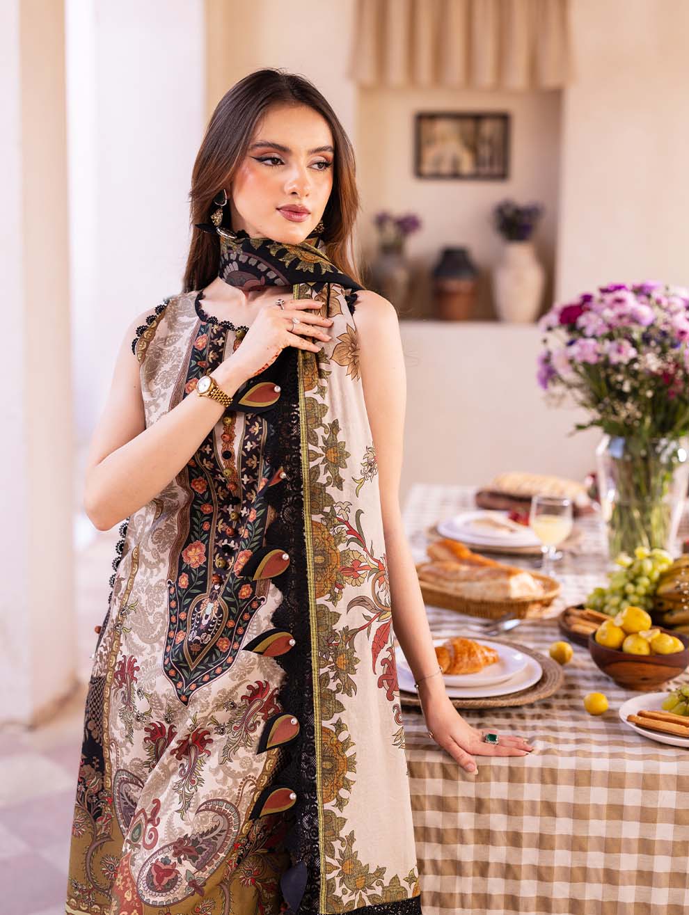 3 pc Unstitched Printed Lawn