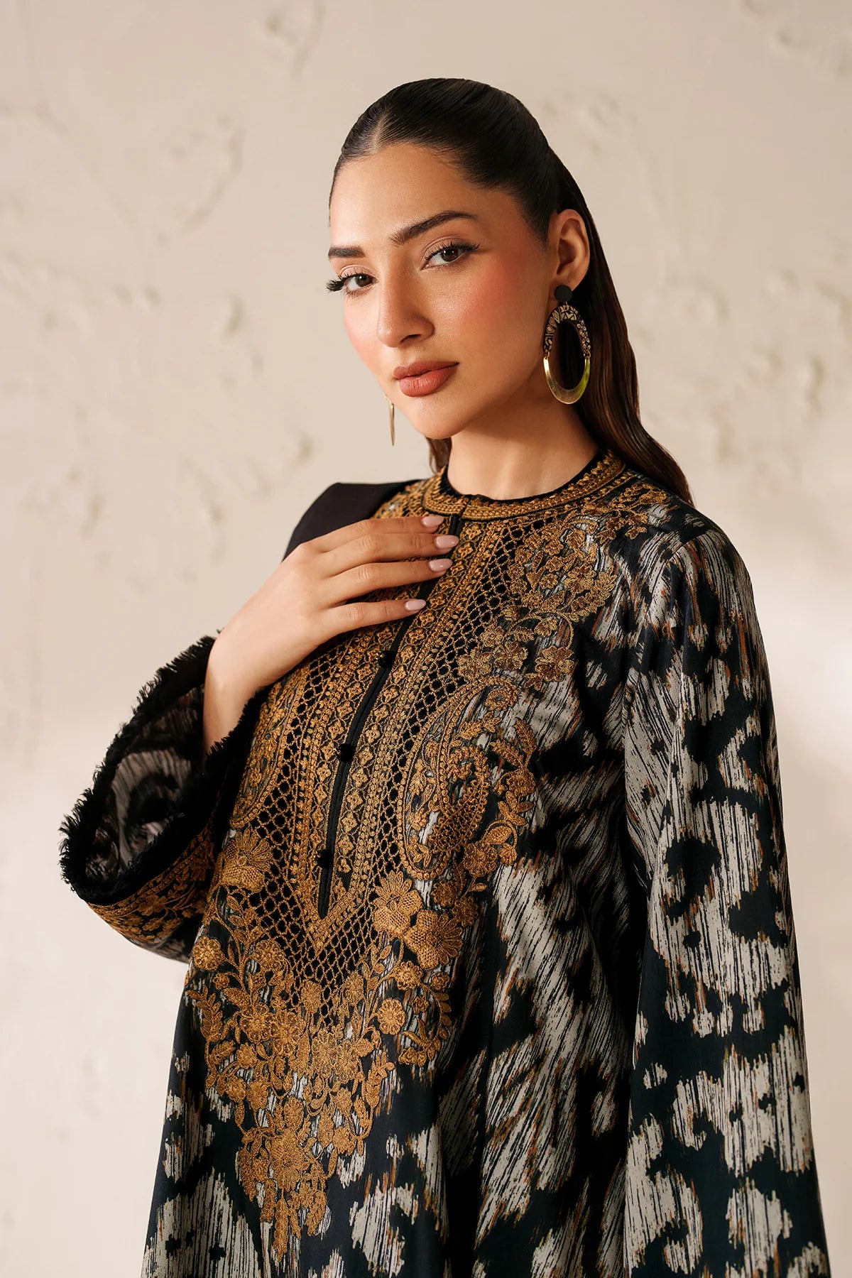 EMBROIDERED VISCOSE SILK