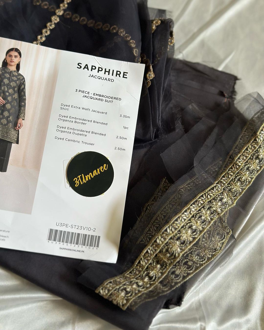 3PC-EMBROIDERED JAQUARD SUIT