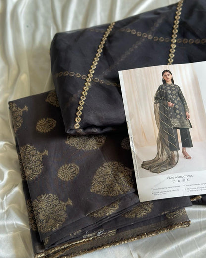 3PC-EMBROIDERED JAQUARD SUIT