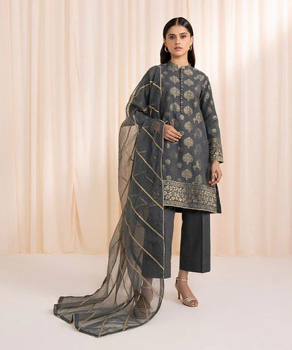 3PC-EMBROIDERED JAQUARD SUIT