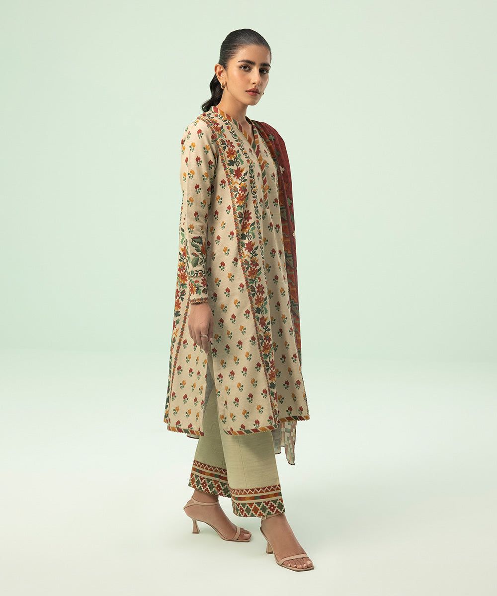 3PC- PRINTED KHADDAR SUIT