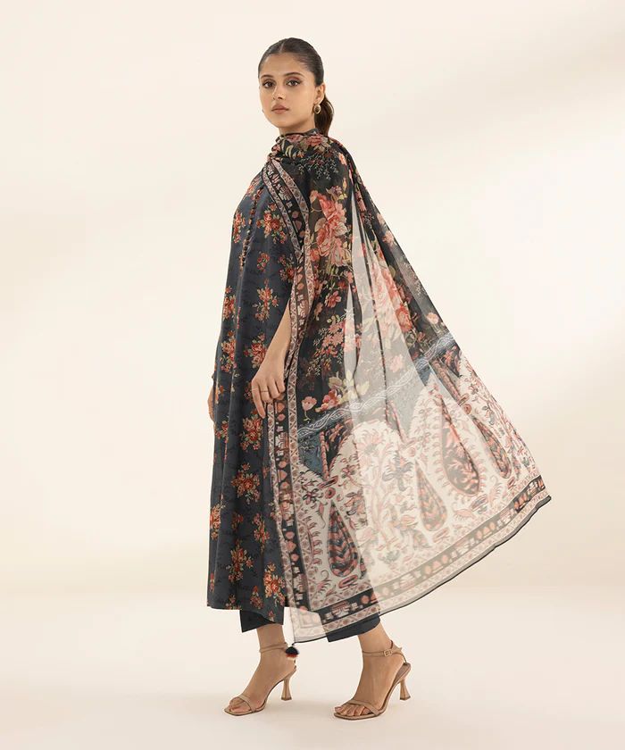 3PC-PRINTED LAWN SUIT