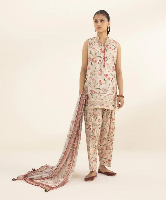 3PC-PRINTED LAWN SUIT