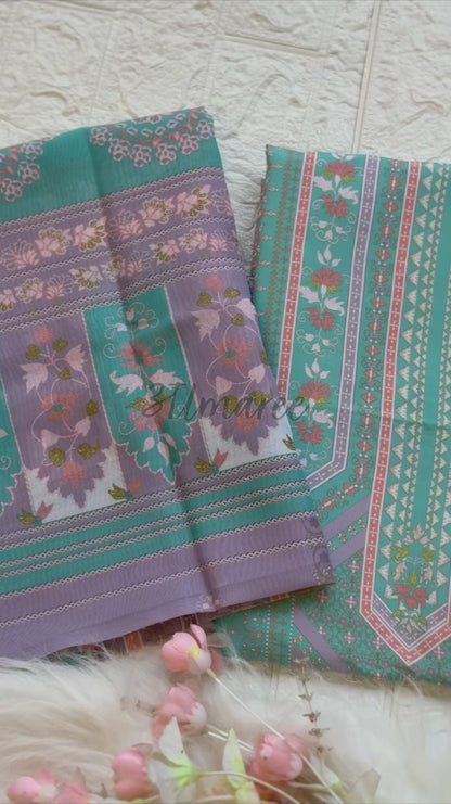 3PC-PRINTED LAWN SUIT